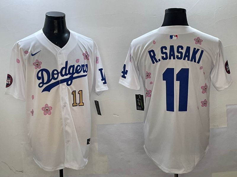 Men Los Angeles Dodgers 11 R.Sasaki White Sakura Edition 2025 Nike MLB Jersey style 7